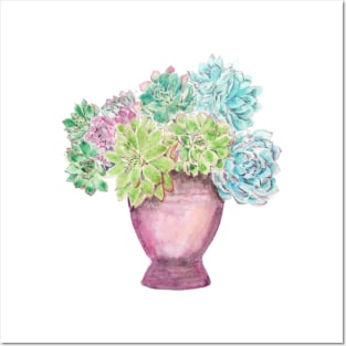 succulent in a pot watercolor Posters and Art